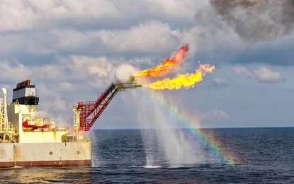 <p><strong>RESOURCE BOOST</strong>. The flaring operation for the newly discovered natural gas reservoir at Malampaya East 1 (MAE-1), about 5 km. east of the current Malampaya field, in this undated photo. President Ferdinand R. Marcos Jr. on Thursday (March 26, 2026) announced another major discovery – the Camago-3 well, which is also set to boost and expand the life of the Malampaya gas field. <em>(File photo courtesy of Prime Energy)</em></p>